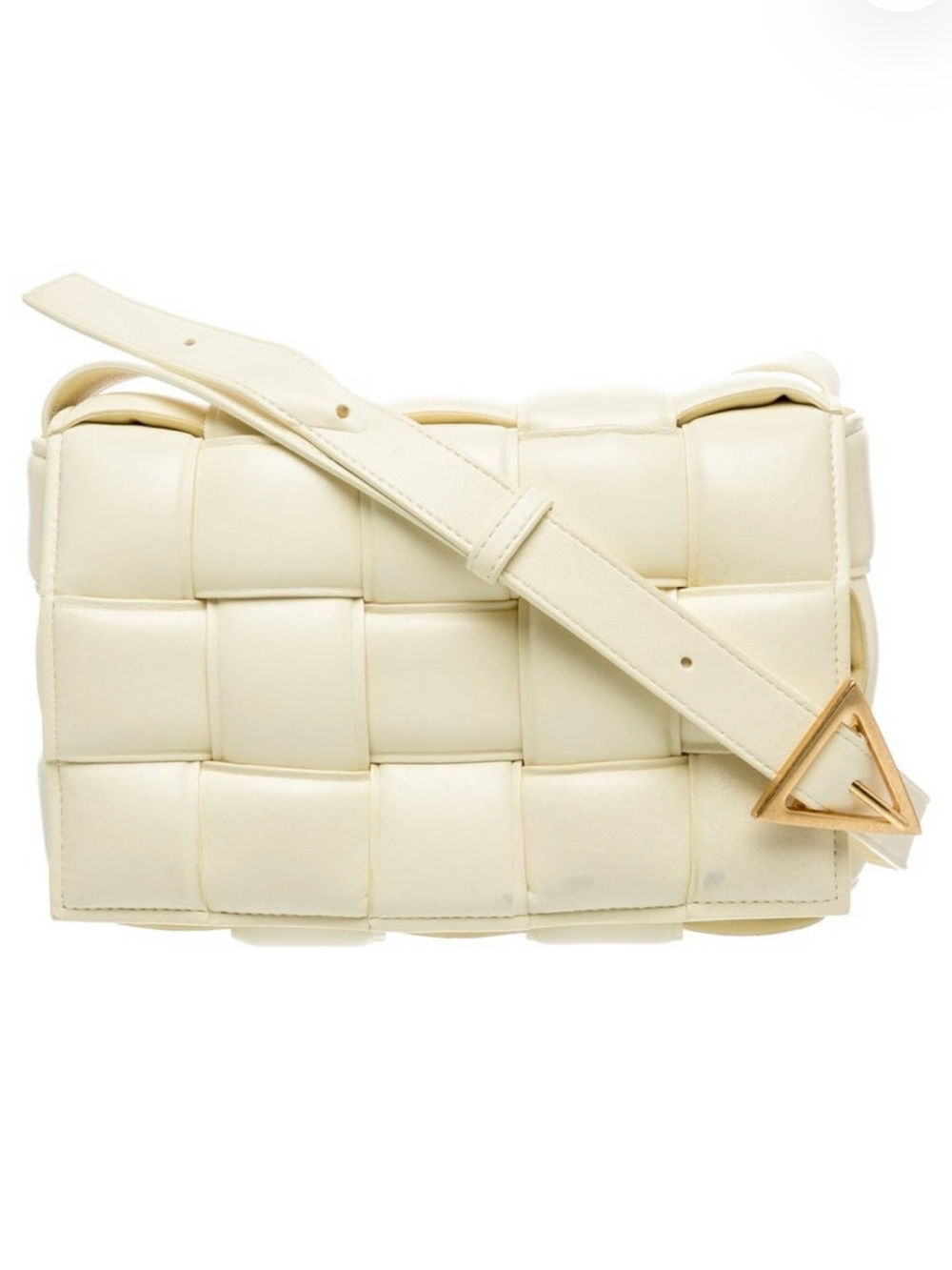 Bodega Vaneta yellowish Cream Woven Shoulder Bag with Gold Accent